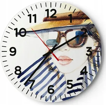 Hodiny Kuchyňské nástěnné hodiny 30x30 Žena Moderní skleněné hodiny do obýváku Tiché