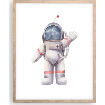 Obraz Obraz plakát na zeď v rámu světlý dub 40x50 astronaut plakáty do obývacího pokoje