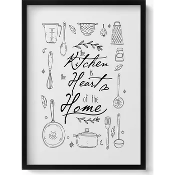 Obraz Dekorativní nástěnný obraz s černým rámem a loft grafikou Nápis do kuchyně 50x70 cm