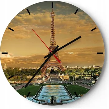 Hodiny Nástěnné hodiny do kuchyně 30x30 Města Skleněné hodiny do obýváku Loft Tiché