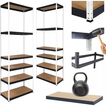 Dílenský regál Kovový regál skladový stojan HELIOS 196x50x50cm 6 polic x 175kg ZÁTĚŽOVÝ POLSKÝ