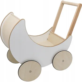 Kočárek pro panenku Dřevěný kočárek pro panenky bílý