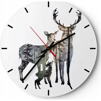 Hodiny Nástěnné hodiny do kuchyně 30x30 Zvířata Skleněné hodiny do obýváku Tiché