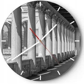 Hodiny Velké nástěnné hodiny na zeď 40x40 Sloupky Skleněné hodiny Kulatý Tiché