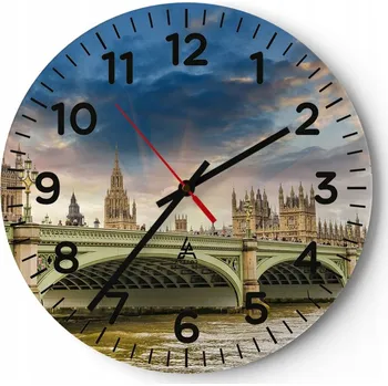 Hodiny Nástěnné hodiny do kuchyně 30x30 Město Skleněné hodiny do obýváku Loft Tiché