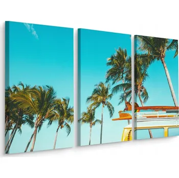 Obraz Obraz Triptych AUTO Palmy Nebe Krajina 3D 60x40