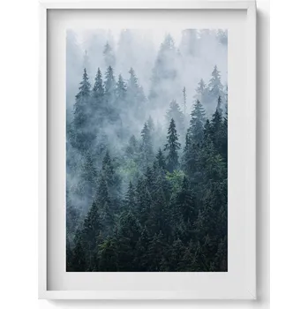 Obraz Dekorativní nástěnný obraz v rámu s grafikou Mlhavá horská krajina 50x70 cm