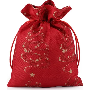 Vánoční dekorace Vánoční dárkový pytlík 14x19 cm imitace juty Varianta: 3 červená glitry, Balení: 1 ks