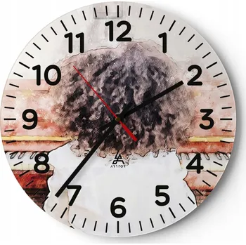 Hodiny Nástěnné hodiny do obýváku 40x40 Piano Kulatý Skleněné hodiny Loft Tiché