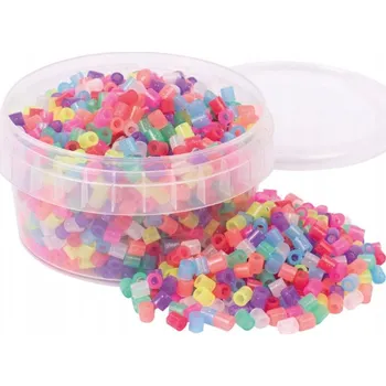 Dětské navlékací korálky Zažehlovací korálky 5 mm mix třpytivé v nádobě 1000 ks