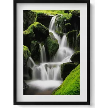 Obraz Obraz v černém rámu dekorace na zeď Divoký vodopád v džungli 50x70 cm