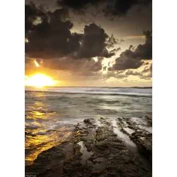 Obraz Plakát Západ slunce nad pláží Palmachim bez rámu 20,5 x 28,4 cm