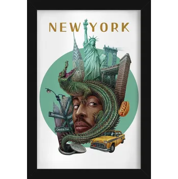 Obraz Nástěnný obraz do obýváku, kuchyně: New York, Socha Svobody, Brooklynský most 20x30 cm