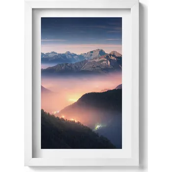 Obraz Dekorativní nástěnný obraz v rámu s grafikou Horských štítů Krajina 20x30 cm