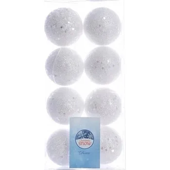 Vánoční ozdoba Ozdoba sněhová koule se třpytkami stříbrná mini 4 cm 8 ks