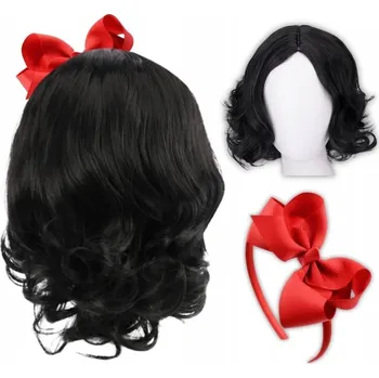 Karnevalová paruka PARUKA SNĚHURKA ČERNÉ VLASY MAŠLE PRO DĚTI NA KARNEVAL