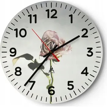 Hodiny Kuchyňské nástěnné hodiny 30x30 Růže Moderní skleněné hodiny do obýváku Tiché