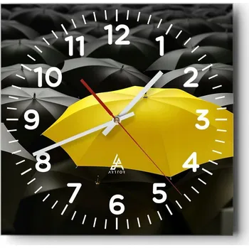 Hodiny Nástěnné hodiny do obýváku 40x40 Slunečníky Tichý chod Skleněné hodiny