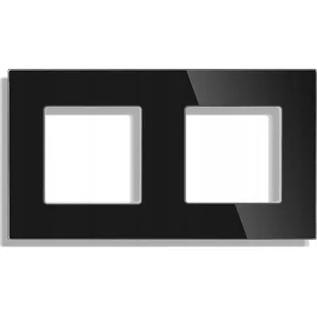 Rámeček dvojitý eLumos skleněný černý 2 zásuvky