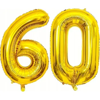 Balónek BALÓNKY NA 60. NAROZENINY ZLATÉ FÓLIOVÉ ČÍSLICE VELKÉ 92 cm SADA DEKORACÍ PÁRTY