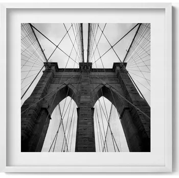 Obraz Moderní nástěnná dekorace obraz v bílém rámu Brooklynský most 50x50 cm