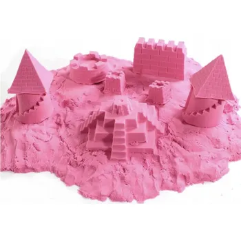 kinetický písek KINETICKÝ PÍSEK SADA 4KG PÍSKU + PÍSKOVIŠTĚ + VÍCE NEŽ 100 FORMIČEK RŮŽOVÝ