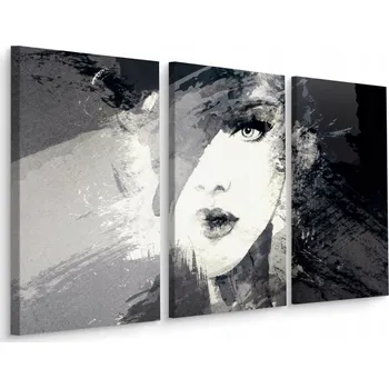 Obraz Obraz Triptych ČERNO-BÍLÝ Portrét Ženy 60x40