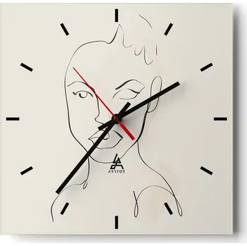 Hodiny Velké nástěnné hodiny na zeď 40x40 Žena Skleněné hodiny Čtvercové Tiché