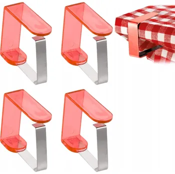 KLIPY NA UBRUS držáky ubrusu spona na stůl desku 4 KUSY ČERVENÉ