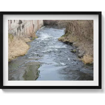 Obraz Dekorativní nástěnný obraz v černém rámu Tasovice řeka Dyje Morava 80x60 cm