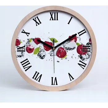 Hodiny Velké dřevěné nástěnné hodiny malina a voda 25 cm