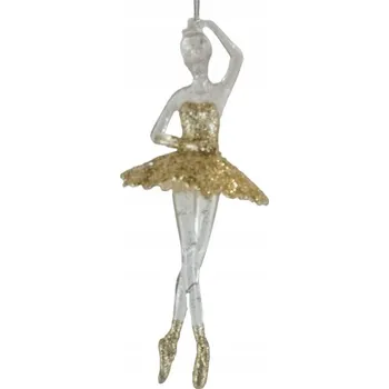 Vánoční ozdoba AKRYLOVÁ OZDOBA BALETKA ZLATÁ 17×8 CM VÁNOČNÍ