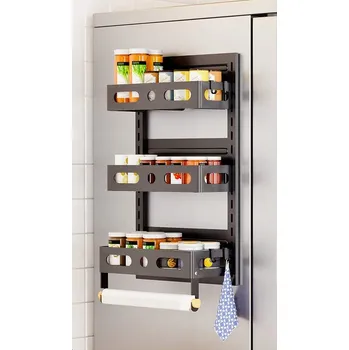 police Magnetická kovová police černá 3-úrovňová 50x30x13 cm