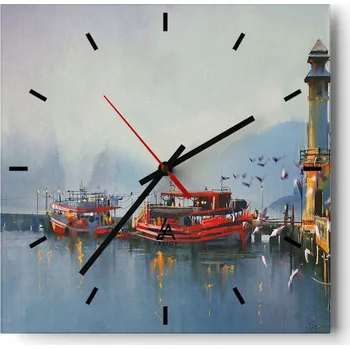 Hodiny Velké nástěnné hodiny 40x40 Krajina Skleněné hodiny Tiché