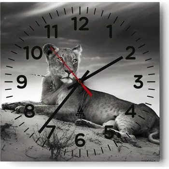 Hodiny Velké nástěnné hodiny 40x40 cm Zvířata Skleněné tiché hodiny