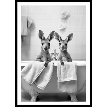 Obraz OBRAZ PLAKÁT V RÁMU do Koupelny WC Toalety klokani ve vaně P2529_A4