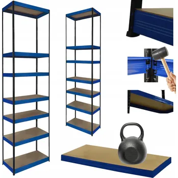 Dílenský regál Kovový regál do skladu HELIOS 270x35x35cm 7 polic x 175kg ODOLNÝ VYSOKÝ