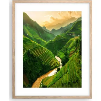 Obraz Obraz plakát na zeď v rámu světlý dub 40x50 rýžová pole obrazy do obýváku