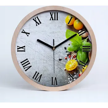 Hodiny Dřevěné nástěnné hodiny kulatý zelenina průměr 30 cm