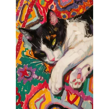 Plakát Plakát Barevný sen kočky - plakát bez rámu 67,5 x 95 cm