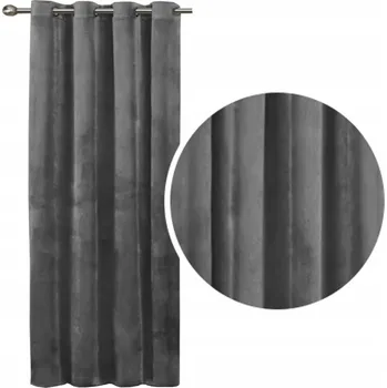 Obraz Hotový závěs Ateks velurový šedý zatemňovací 140x160 cm kroužky