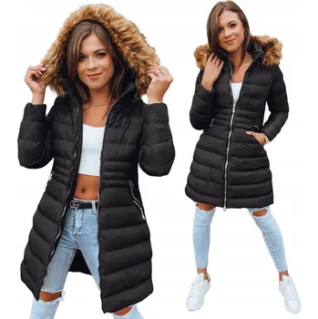 Dámská bunda DÁMSKÁ ZIMNÍ BUNDA PROŠÍVANÁ S KAPUCÍ ČERNÁ ty3095 - L