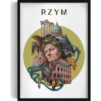 Obraz Moderní nástěnná dekorace Řím Koloseum Vlčice Panteon Pizza 50x70 cm