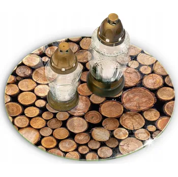 Obraz Ochranná skleněná podložka pod svíčky na hřbitov Kmeny stromů Průměr 30 cm