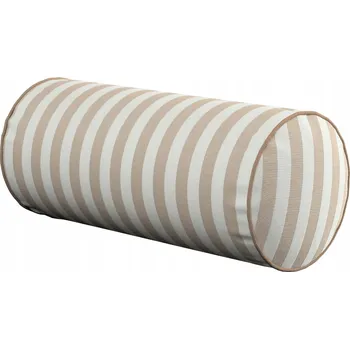 Polštář Dekoria Polštář váleček jednoduchý béžovo-bílé pruhy
