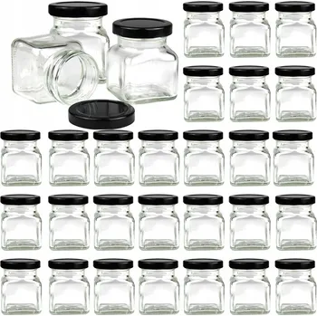Sklenice 30x dózy, sklenice skleničky na koření 120 ml s černým víčkem fi 53