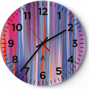 Hodiny Kuchyňské nástěnné hodiny 30x30 Pruhy Moderní skleněné hodiny do obýváku Tiché