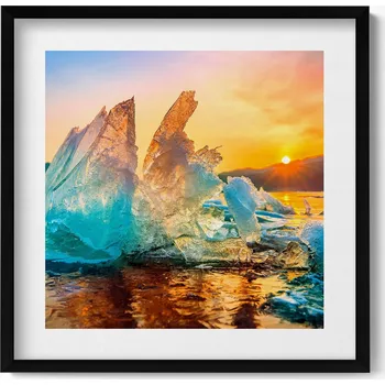 Obraz Dekorativní obraz v rámu na zeď Kousek ledu při východu slunce 50x50 cm