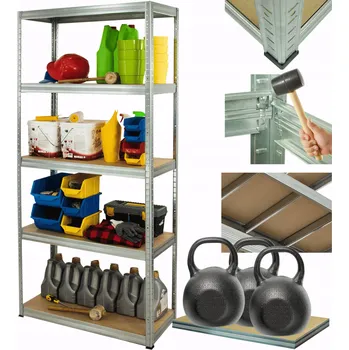 Dílenský regál Kovový regál do skladu pozinkovaný HELIOS 213x110x60 cm 5 polic x 350 kg ODOLNÝ