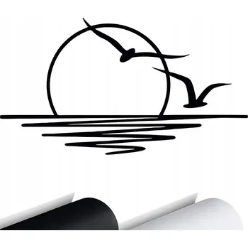 Samolepicí dekorace na vozidlo NÁLEPKA Grafika na Auto Západ Slunce Moře Racek Pláž 14x8